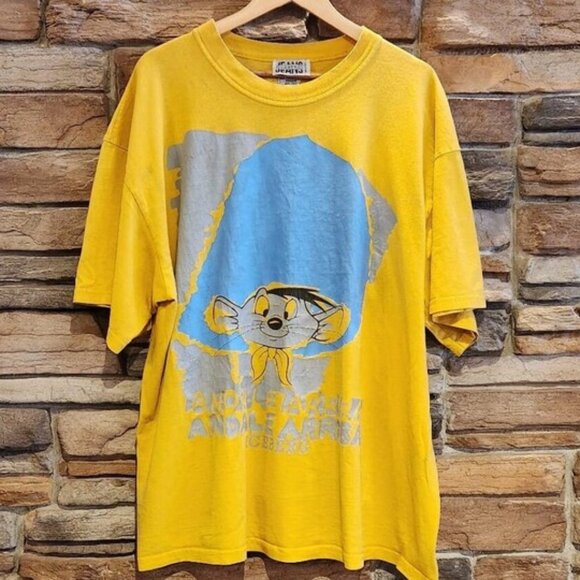 Men's Yellow Vintage XXL Iceberg History Speedy Gonzalez Looney Tunes T-Shirt - Picture 1 of 4